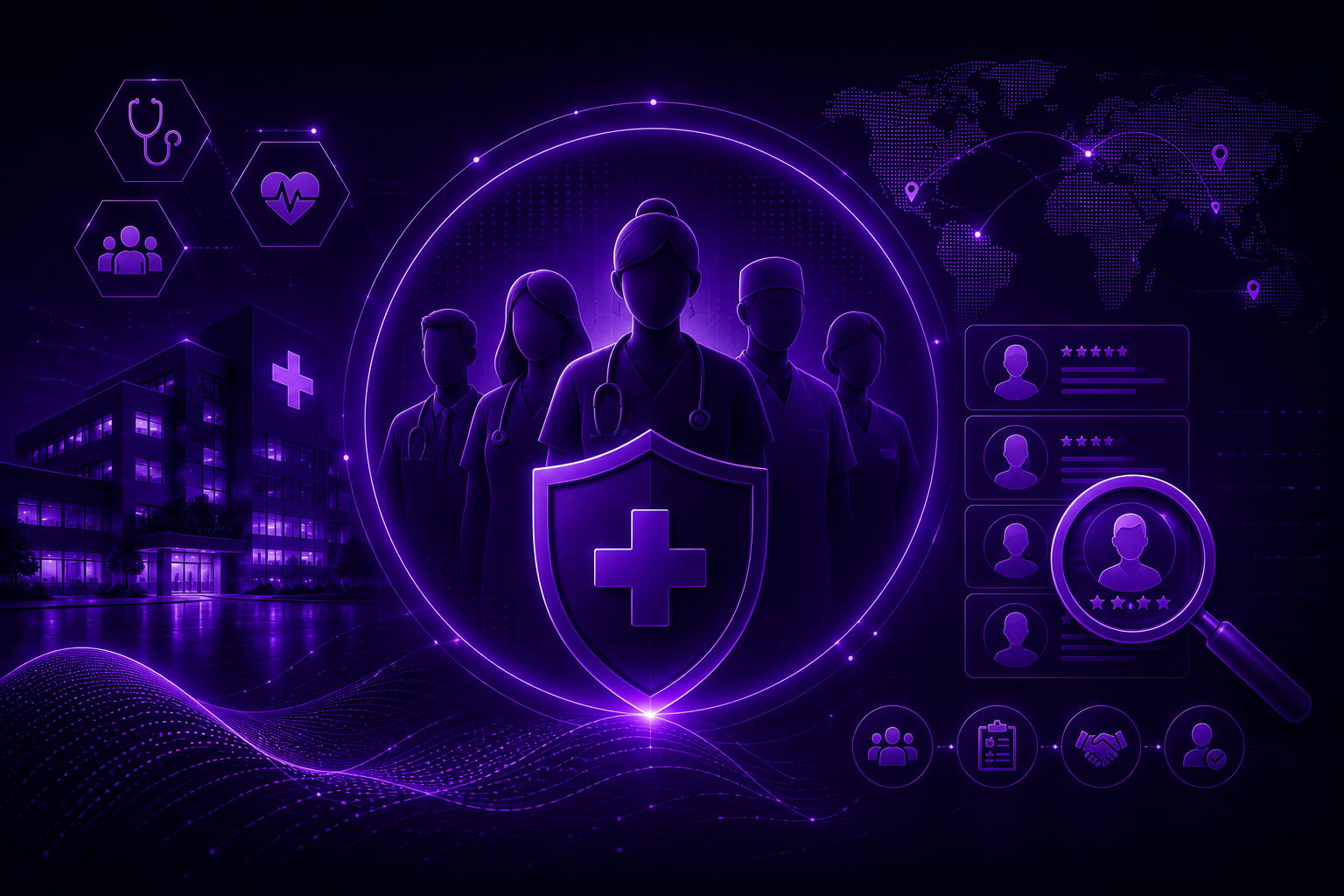 Healthcare staffing network, doctor onboarding, and hospital partnership growth