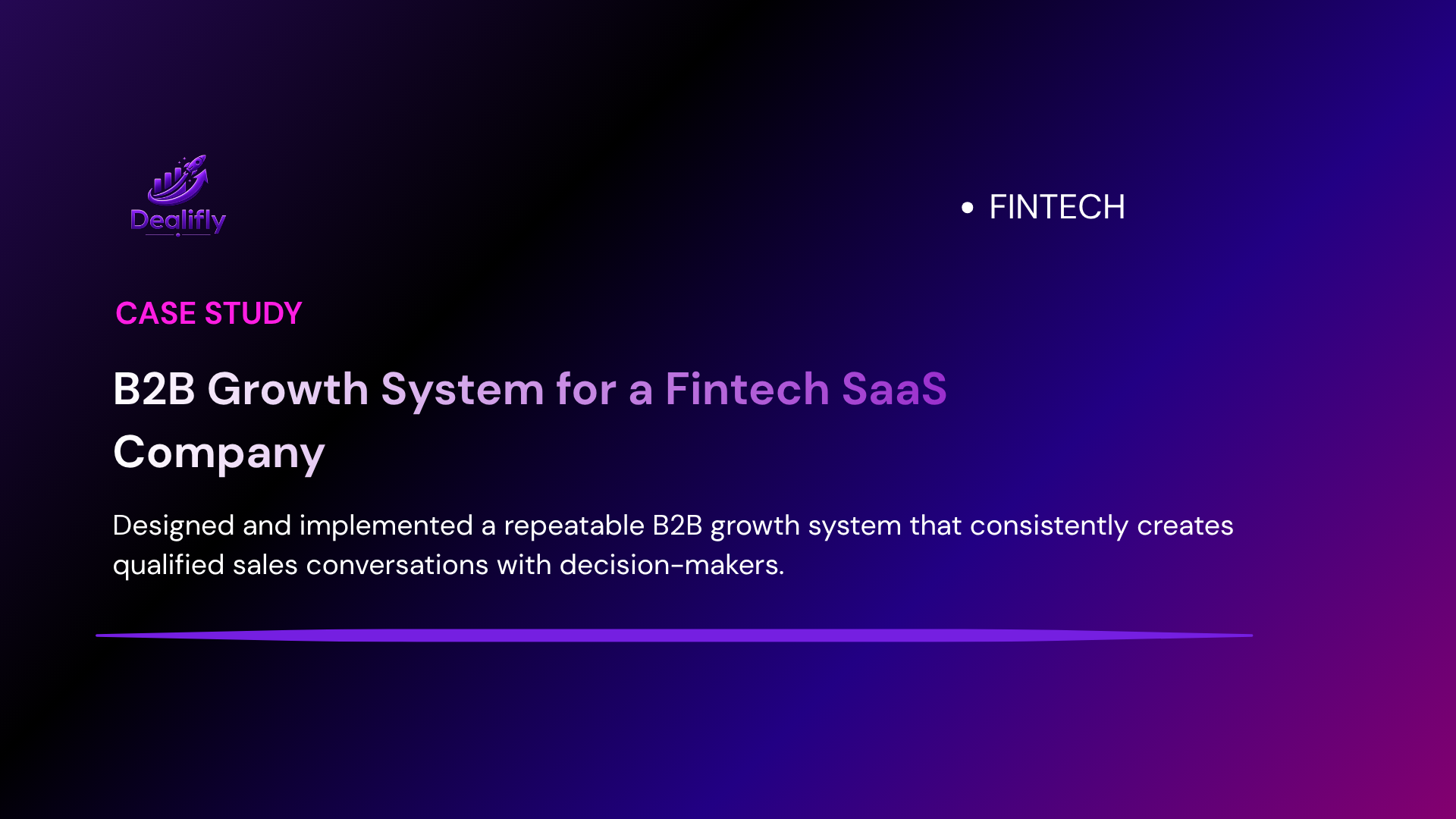 Dealifly case study cover for a scalable B2B growth system for a fintech SaaS company