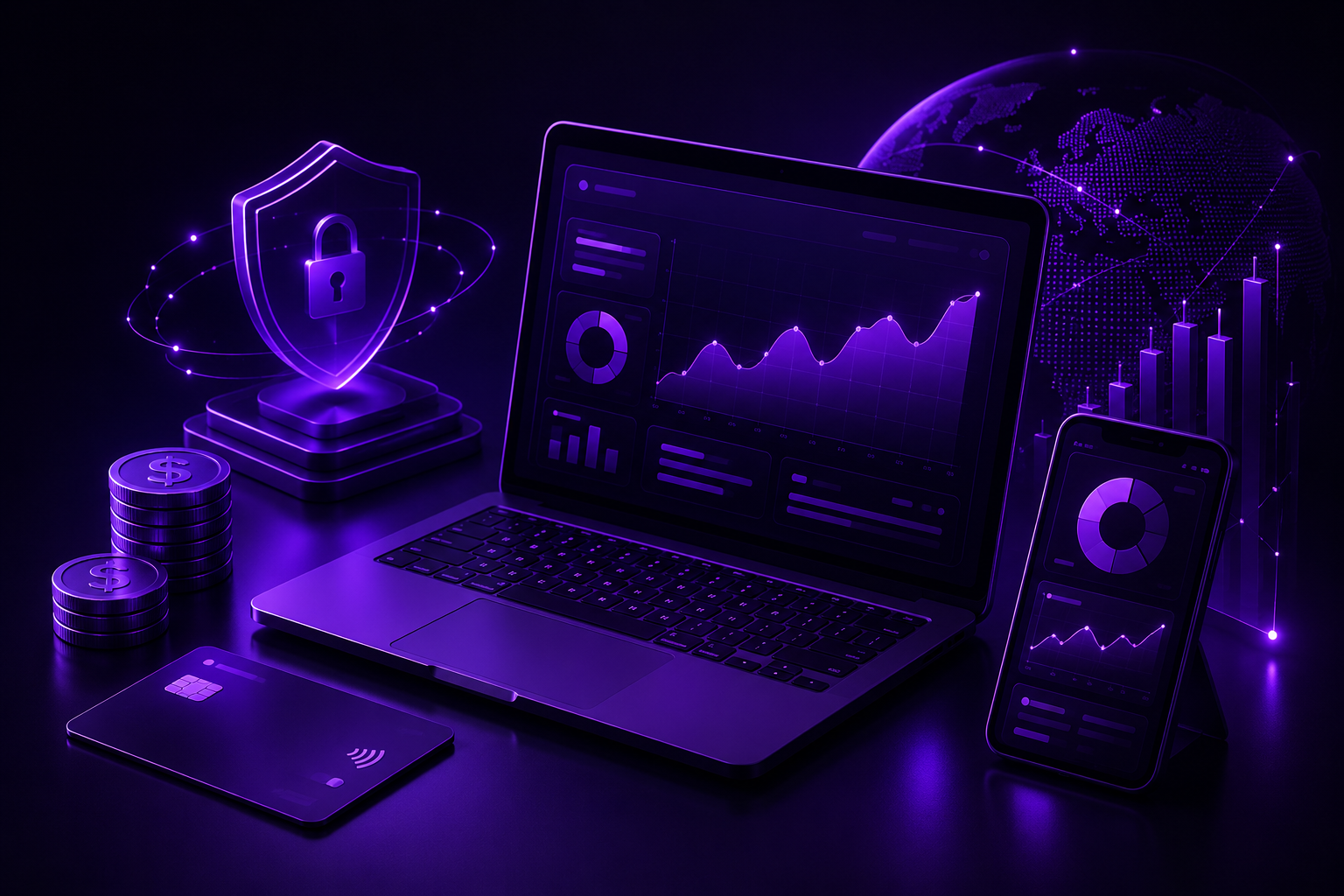 Fintech SaaS analytics dashboard, security, and revenue growth