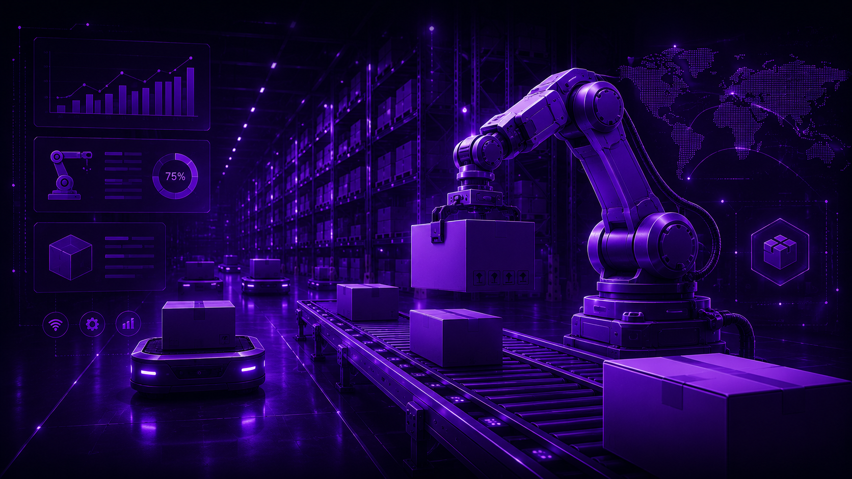 Warehouse automation systems, manufacturing operations, and digital growth dashboard